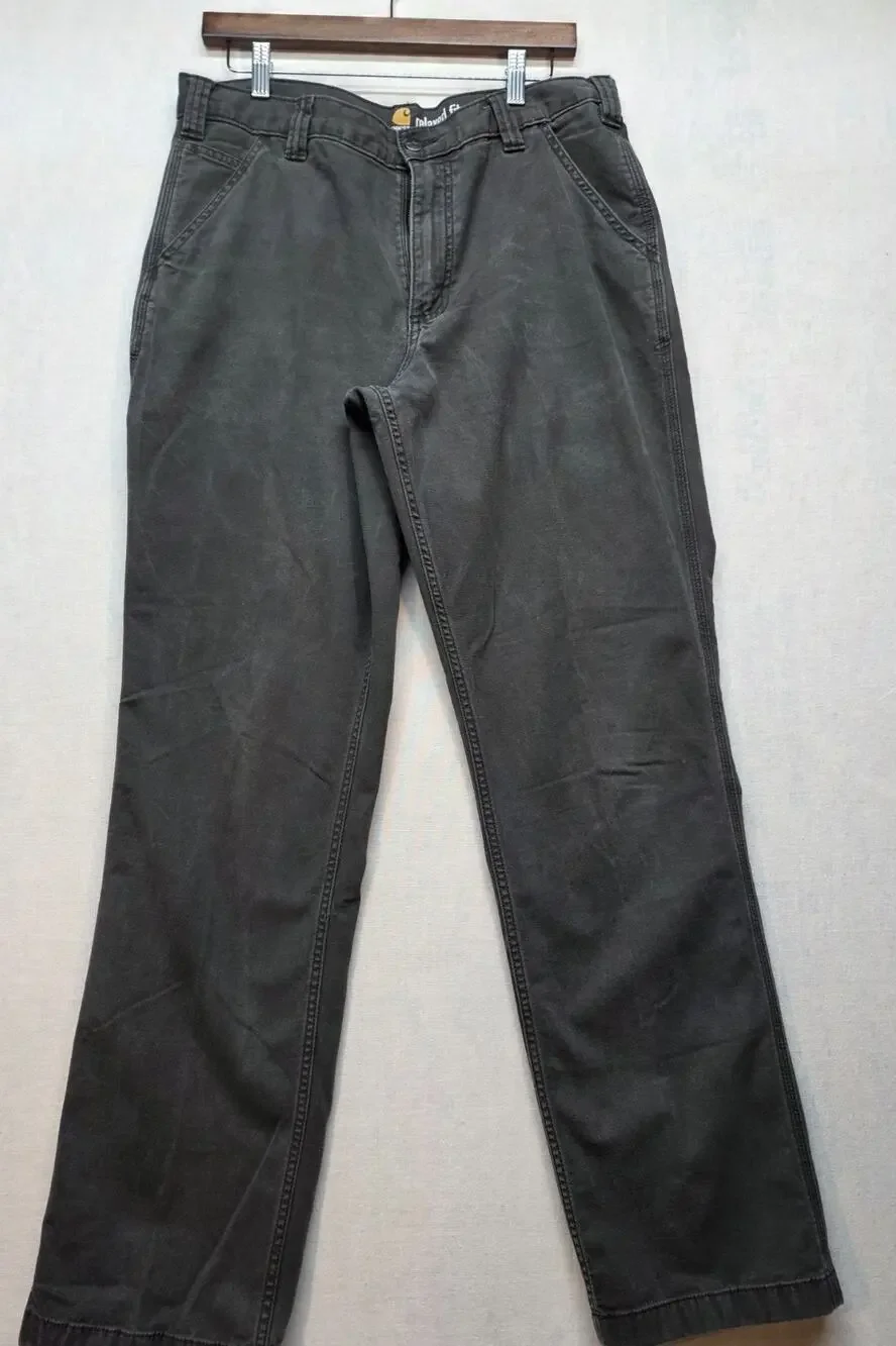 Carhartt Men's Gray Washed Twill Dungaree Work Pants Relaxed Fit Utility 34x34